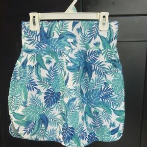 Tropical Leaf Print - Dragon Fit - Women's Golf Skort - Blue/Green.
